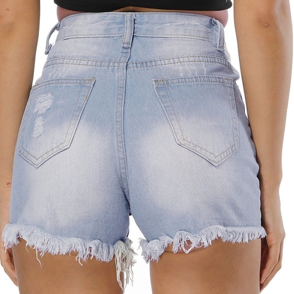 WEIGOU WOMENS DISTRESSES DENIM SHORTS, SMALL, NWT - Picture 4 of 7